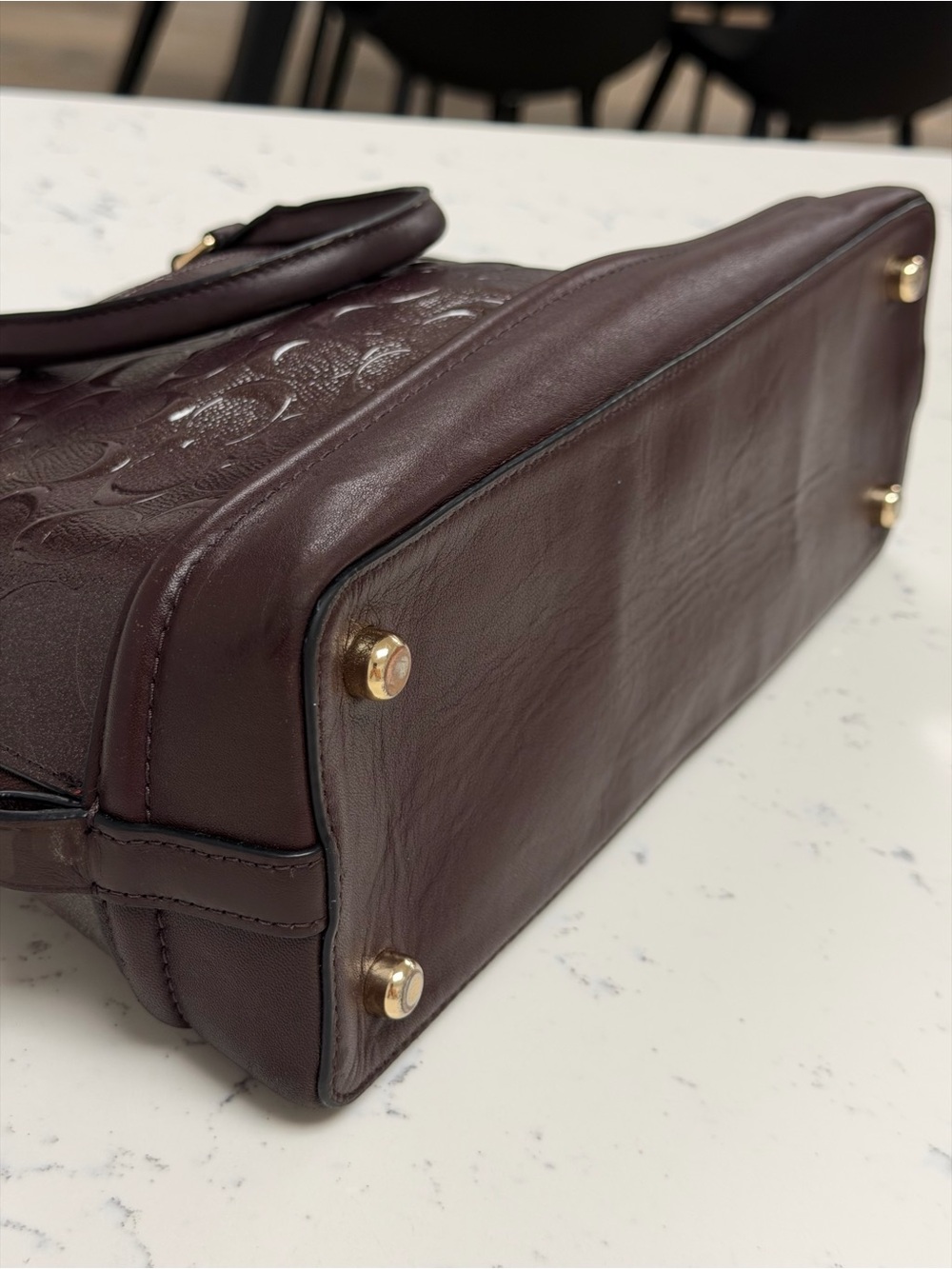 COACH Limited Edition Sierra Dome Satchel Patent Glitter Oxblood - Picture 10 of 11